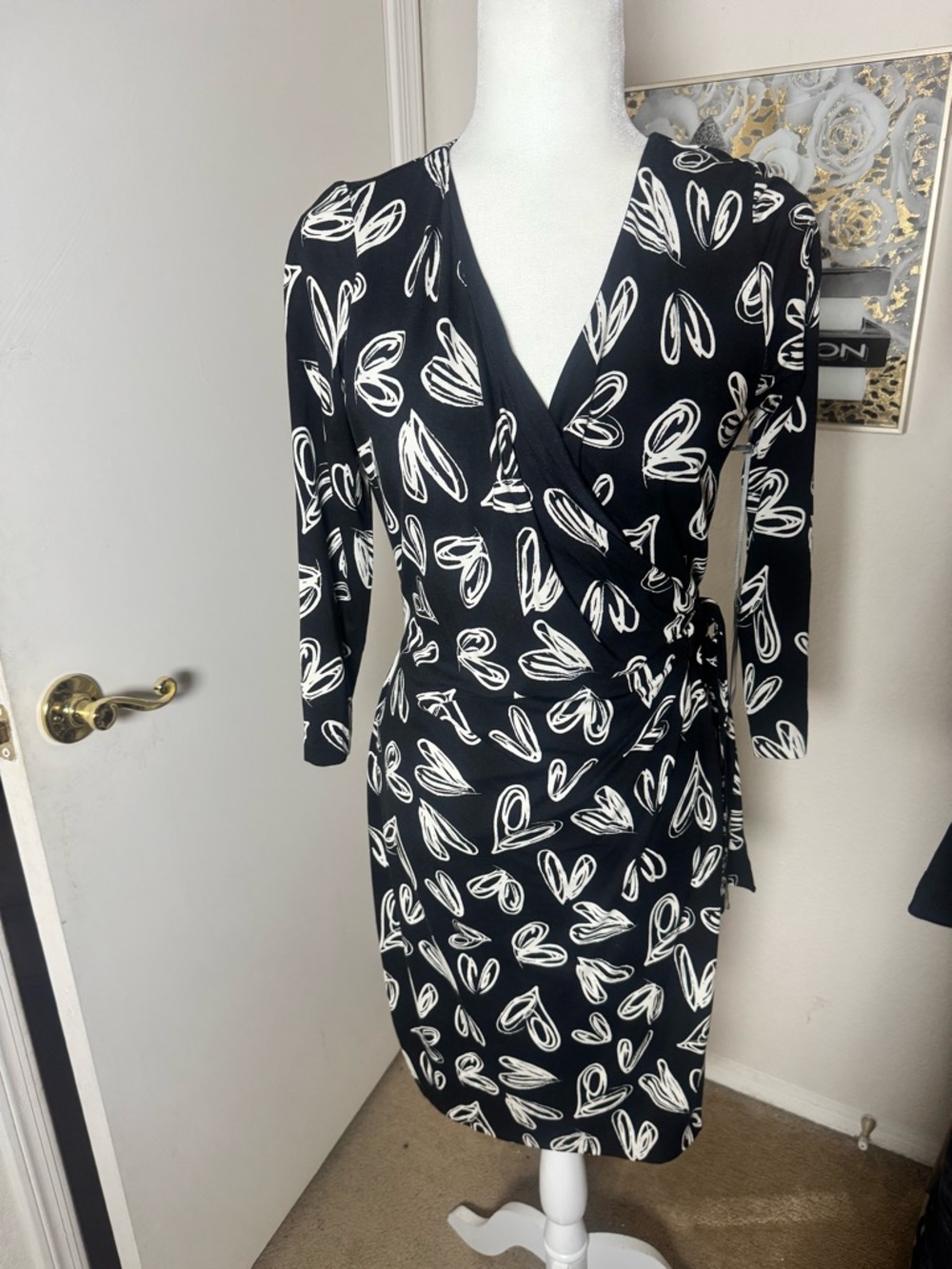 NYDJ Black and White Wrap Dress
